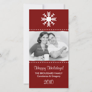 Personalisierte Maroon Snowflake Holiday Foto Card Feiertagskarte