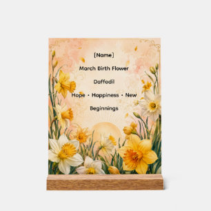 Personalisierte März-Geburtsblume Narzisse Acrylschild