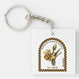 Personalisierte März-Geburtsmonatsblume Schlüsselanhänger