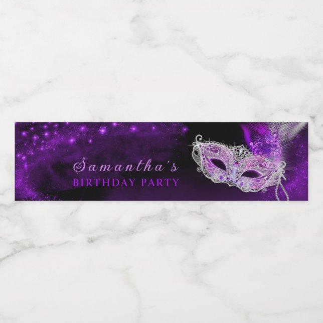 Personalisierte Masquerade Party Wasserflasche Wasserflaschenetikett (Einzelnes Label)