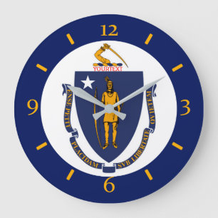 Personalisierte Massachusetts State Flag Design au Große Wanduhr