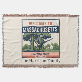 Personalisierte Massachusetts-Wurfdecke Decke