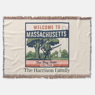 Personalisierte Massachusetts-Wurfdecke Decke