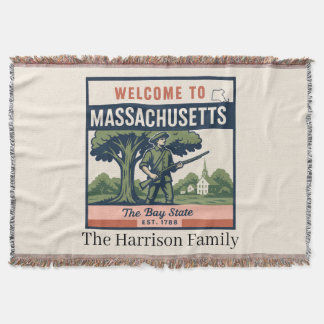 Personalisierte Massachusetts-Wurfdecke Decke