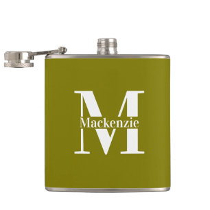 Personalisierte Maßanfertigung Monogramm Grün Flachmann
