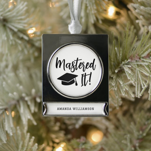 Personalisierte Master-Grad-Abschluss meistert es Banner-Ornament Silber (Baum)