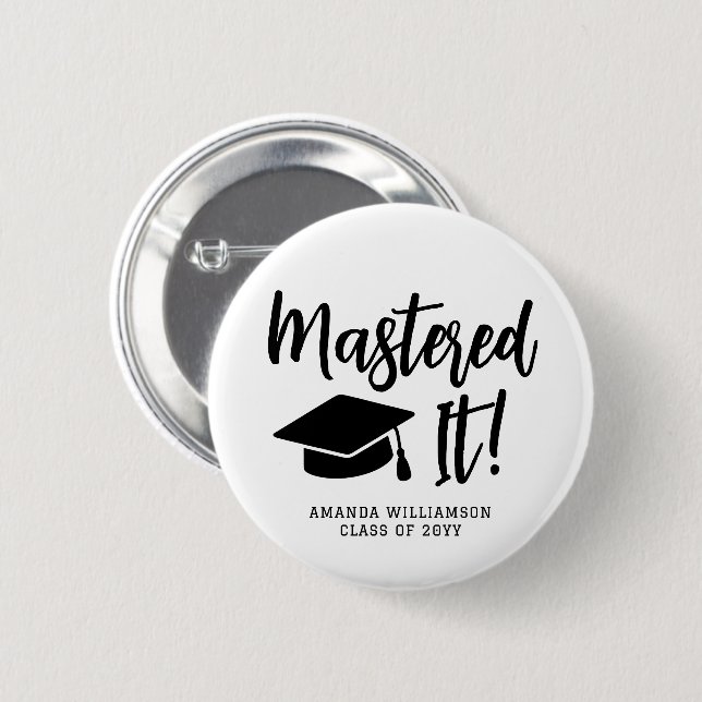 Personalisierte Master-Grad-Abschluss meistert es Button (Vorne & Hinten)