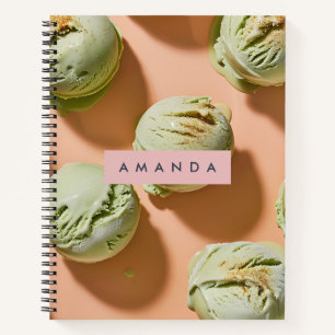 Personalisierte Matcha-Eiscreme-Kugel Notizbuch