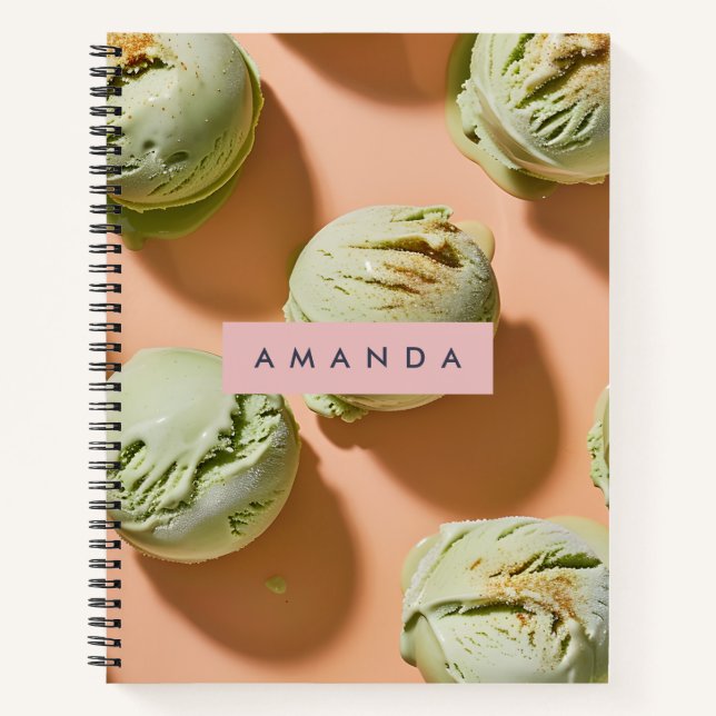 Personalisierte Matcha-Eiscreme-Kugel Notizbuch (Vorderseite)