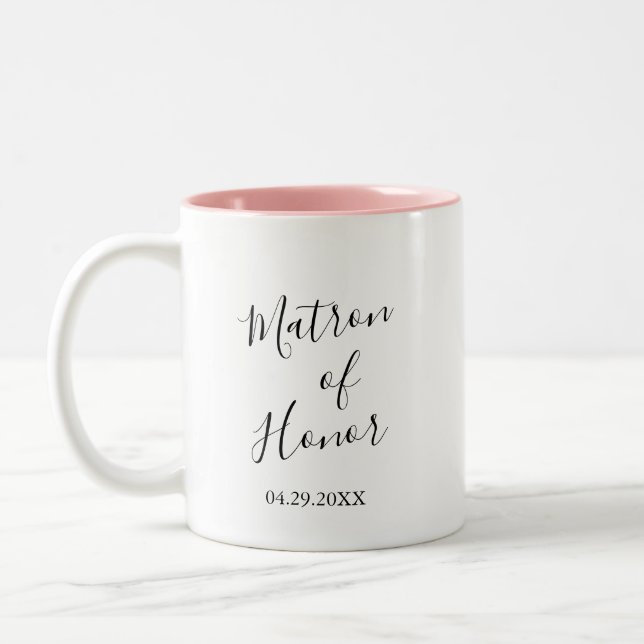 Personalisierte Matrone der Ehre Zweifarbige Tasse (Links)