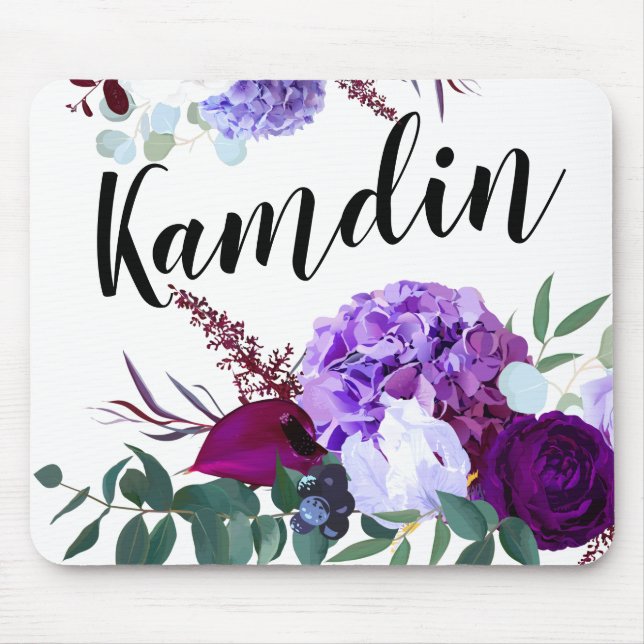 Personalisierte Maus Pad Lavendel Hibisken auf Whi Mousepad (Vorne)