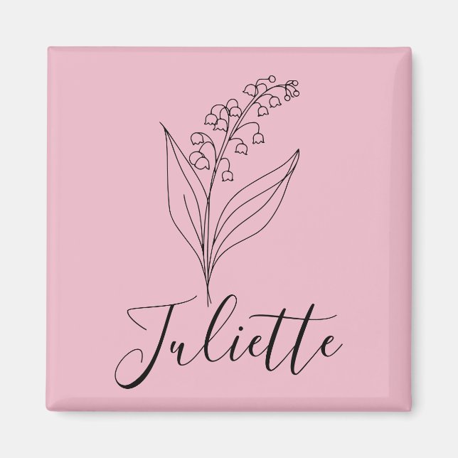 Personalisierte May Lily of the Valley Birth Blume Magnet (Vorne)