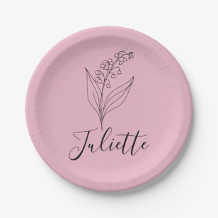 Personalisierte May Lily of the Valley Birth Blume Pappteller
