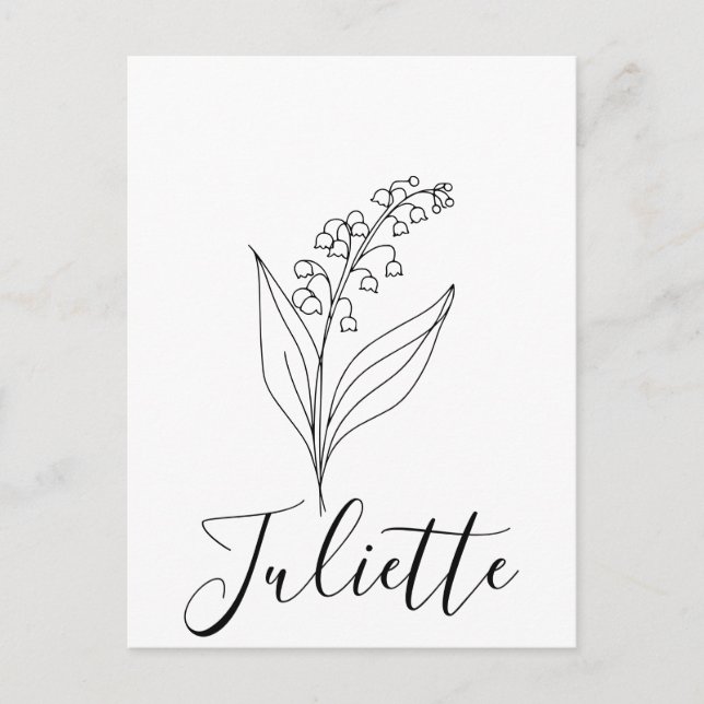 Personalisierte May Lily of the Valley Birth Blume Postkarte (Vorderseite)