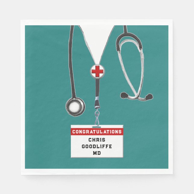 Personalisierte Medizin-Schule Graduation Party Na Serviette (Vorderseite)