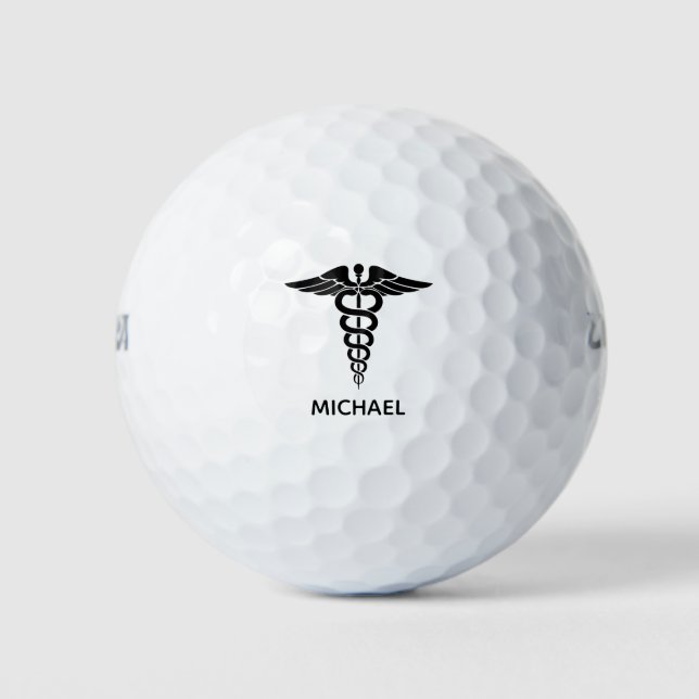 Personalisierte medizinische Caduceus Golfball (Vorderseite)