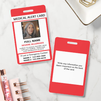 Personalisierte medizinische und Allergie-Warn-ID- Ausweis