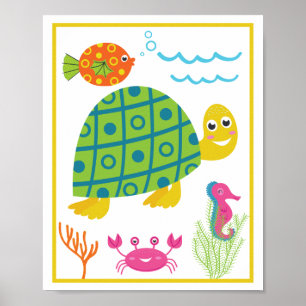 Personalisierte Meereskreaturen Kinder-Kunst-Druck Poster