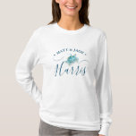 Personalisierte Meeresschildkröten-T - Shirt für B<br><div class="desc">Feiern Sie Ihre Hochzeit am Strand in Florida mit diesem personalisierten, langärmeligen T - Shirt, der ein wunderschönes türkisfarbenes Meeresschildkrötendesign aufweist. Dieses Shirt ist perfekt für Braut- und Bräutigams geeignet, um Ihre Hochzeitsfeiern zu vergnügen und stilvoll zu gestalten. Ob Sie den Sand in Miami spazieren, eine Probe bei Sonnenuntergang genießen...</div>