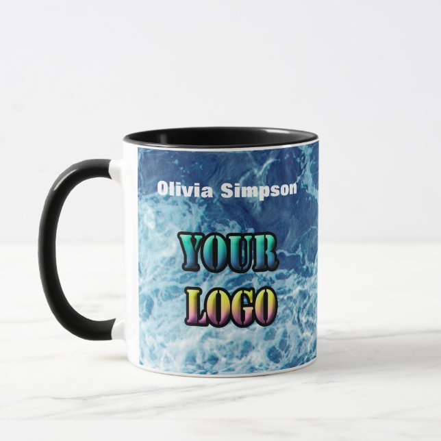 Personalisierte Meereswellen Seewasser Tasse (Links)