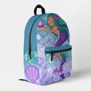 Personalisierte Meerjungfrau Azure Bedruckter Rucksack