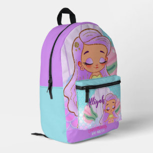 Personalisierte Meerjungfrau Azure/Lavendel Bedruckter Rucksack