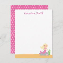 Personalisierte Meerjungfrau | Blonde Rosa Einladung