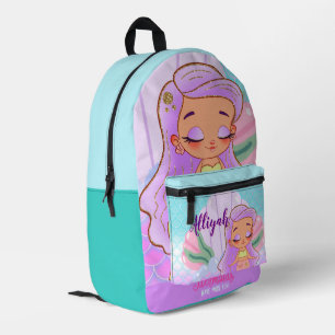 Personalisierte Meerjungfrau Cyan/Azure Bedruckter Rucksack