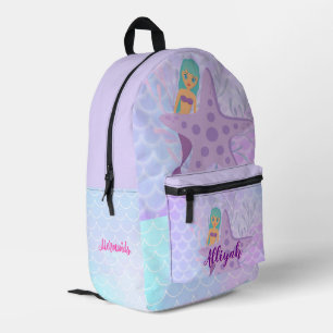 Personalisierte Meerjungfrau Helllila Bedruckter Rucksack