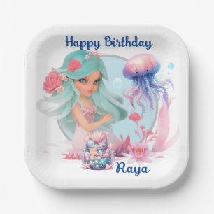 Personalisierte Meerjungfrau-Party Pappteller
