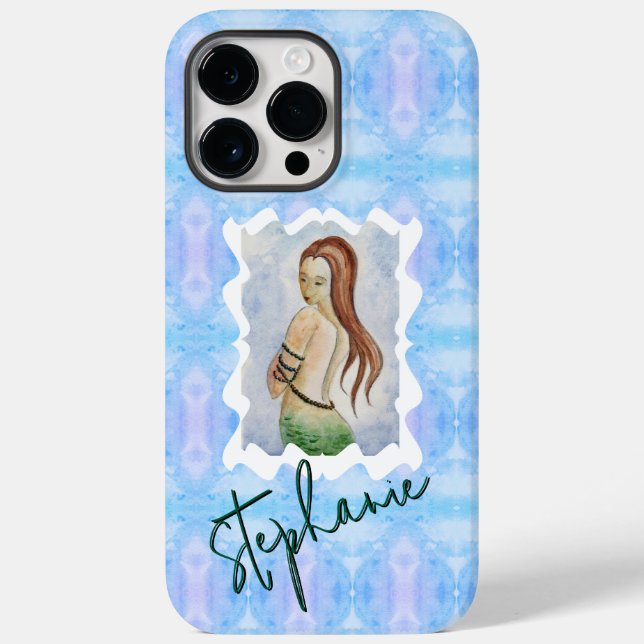 Personalisierte Meerjungfrau-Wasserfarbe-Originalk Case-Mate iPhone Hülle (Rückseite)