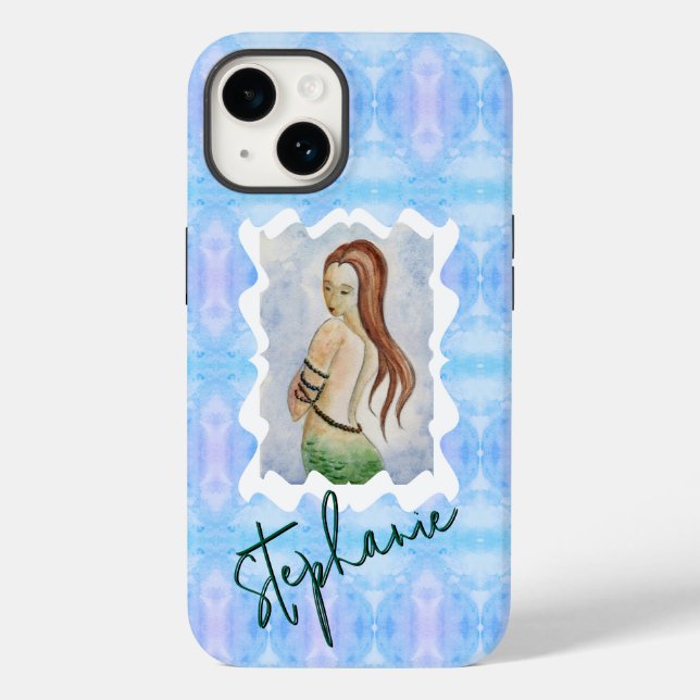Personalisierte Meerjungfrau-Wasserfarbe Originalk Case-Mate iPhone Hülle (Rückseite)