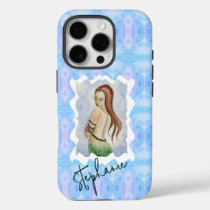 Personalisierte Meerjungfrau Wasserfarbe Ozean Kun iPhone 16 Pro Hülle