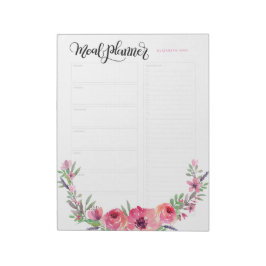 Personalisierte Mehlplaner Rosa Blume Notizblock