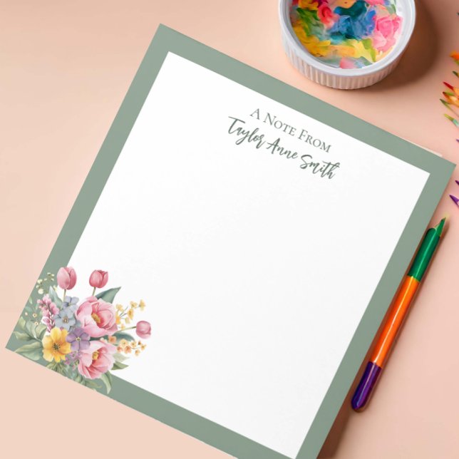 Personalisierte mehrfarbige BlumenBouquet Notepad Notizblock (Von Creator hochgeladen)