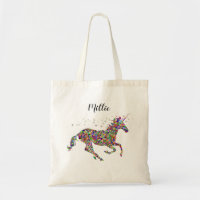 Personalisierte mehrfarbige Einhorn-Totentasche