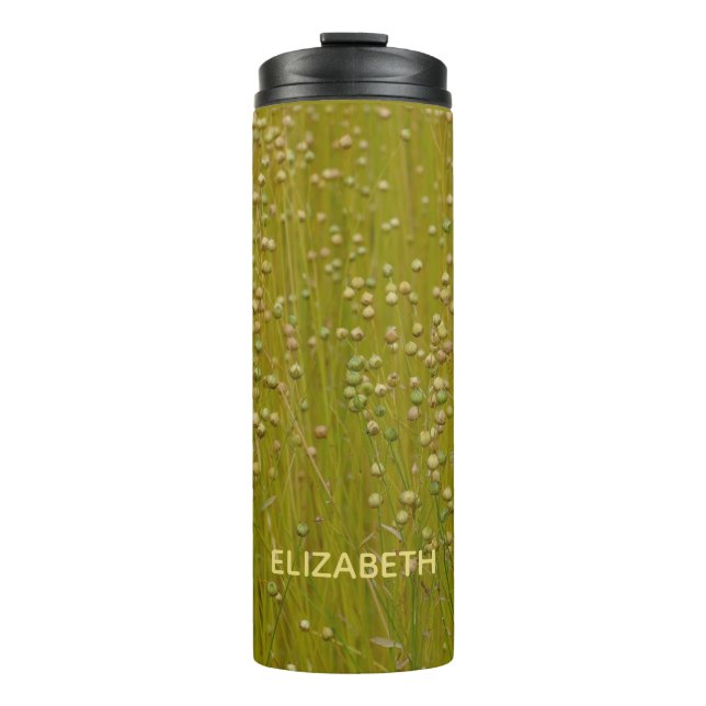 Personalisierte mehrfarbige grüne Florals Thermosbecher (Vorderseite)