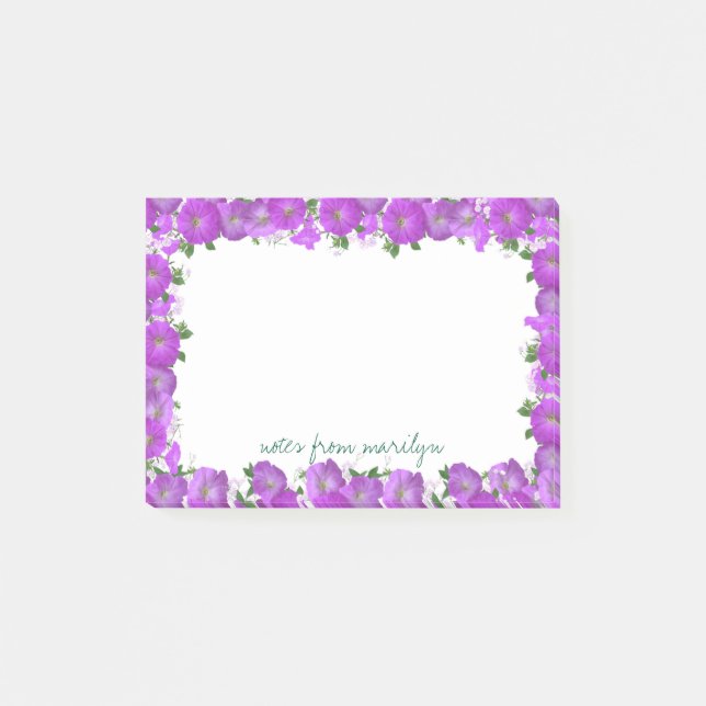 Personalisierte mehrfarbige Lila Florals Post-it Klebezettel (Vorderseite)