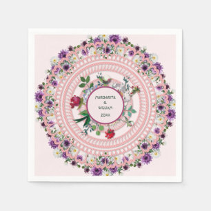 Personalisierte, mehrfarbige Lila Florals Serviette