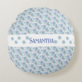 Personalisierte mehrfarbige Pastel Patchwork Daisy Rundes Kissen