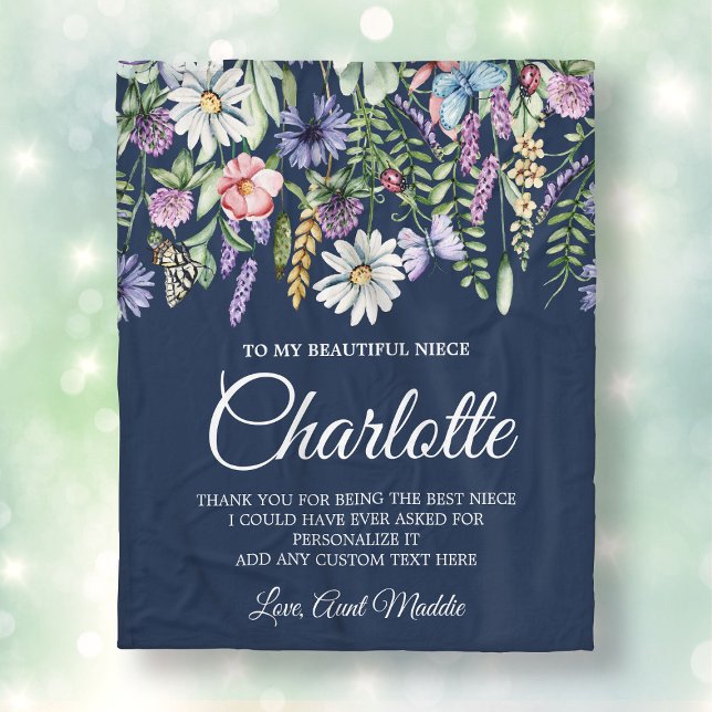Personalisierte Meldung der Wildblumen Fleecedecke (Niece Wildflowers Personalized Message Fleece Blanket
)