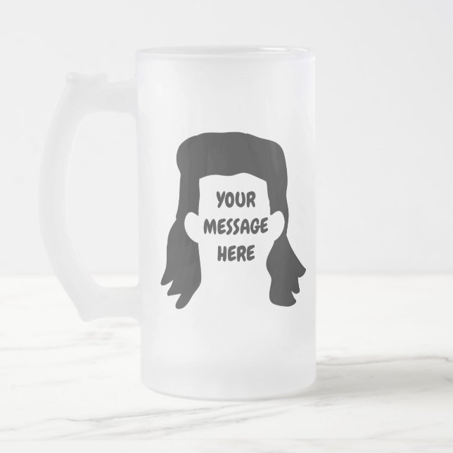 Personalisierte Meldung Funny Mullet Illustration Mattglas Bierglas (Links)