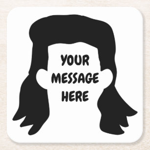Personalisierte Meldung Funny Mullet Illustration Rechteckiger Pappuntersetzer