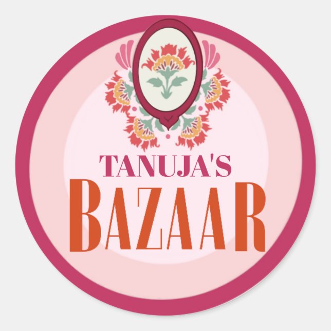 Personalisierte Mendhi-Aufkleber | Henna-Nacht-Auf Runder Aufkleber (Vorderseite)