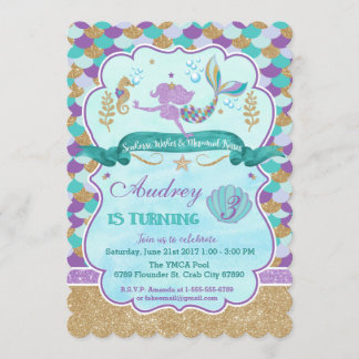 Personalisierte Mermaid Birthday Party Einladung