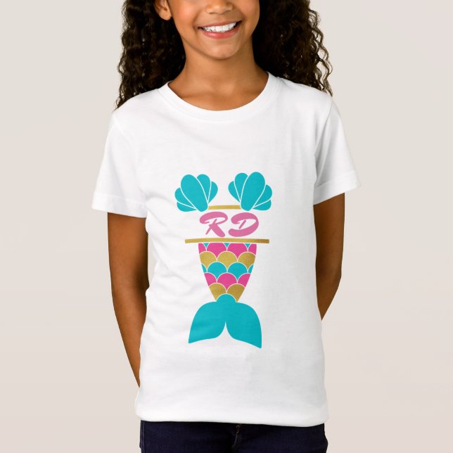 Personalisierte Mermaid-Initialen T-Shirt (Vorderseite)