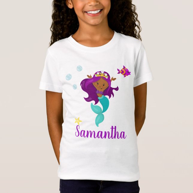Personalisierte Mermaid-Niedlich T-Shirt (Vorderseite)