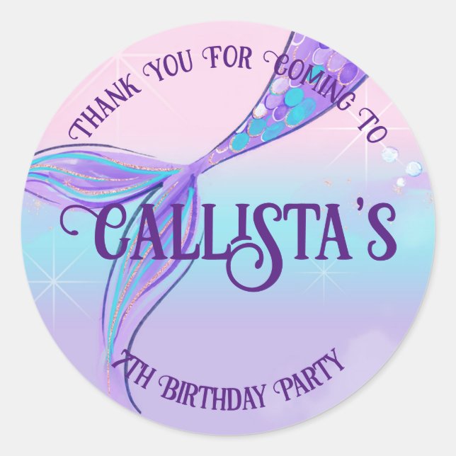 Personalisierte Mermaid-Schwanz-Aufkleber Runder Aufkleber (Vorderseite)