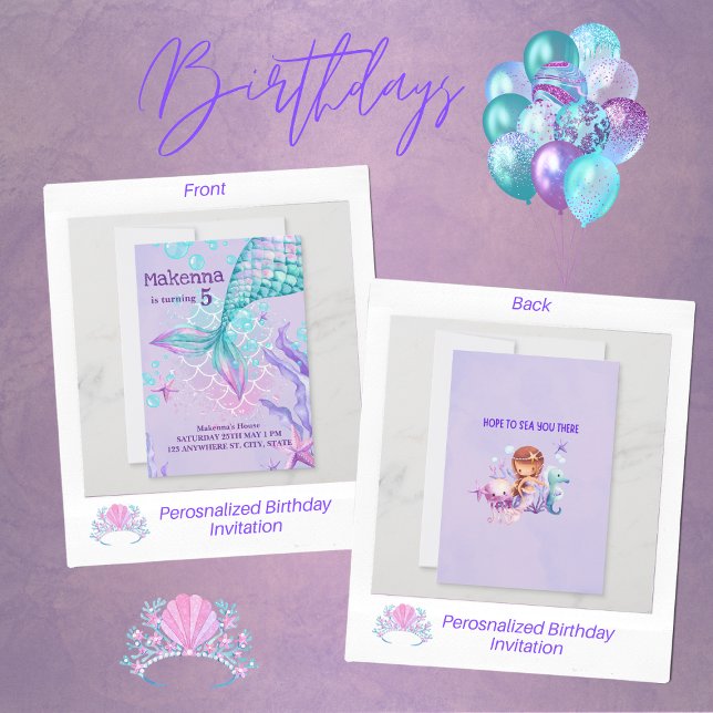 Personalisierte Mermaid zum Geburtstag Ankündigung (Von Creator hochgeladen)