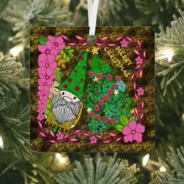PERSONALISIERTE MERRY CHRISTMAS MIT GNOME XMAS TRE ORNAMENT AUS METALL